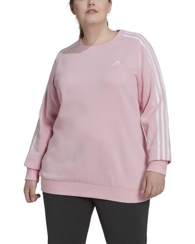 adidas Essentials S Plus Size Sweatshirt With 3 Stripes in Red