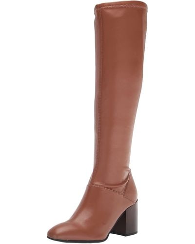 Franco Sarto S Tribute Knee High Heeled Boot Saddle Brown Stretch 11 M