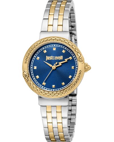 Just Cavalli Analog Quarz Uhr mit Edelstahl Armband JC1L311M0065 - Blau