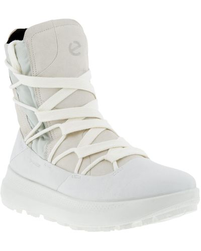 Ecco Tex Winter Lace Up High Rise Boots - 5-5.5 - White