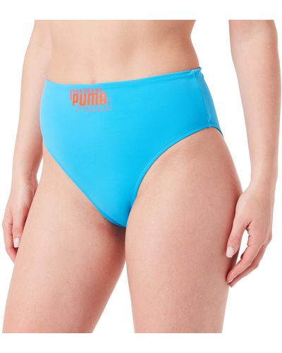 PUMA Swimwear Lettre Taille Haute Slips de Bain - Bleu