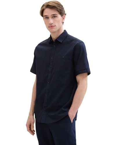 Tom Tailor Basic Oxford Hemd in washed Optik - Blau