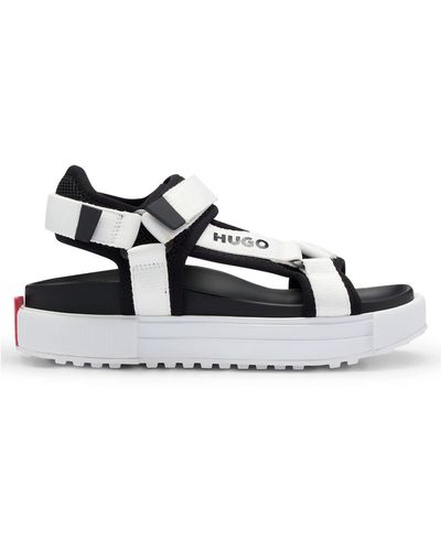 HUGO Branded Sandals With Touch-closure Straps - White