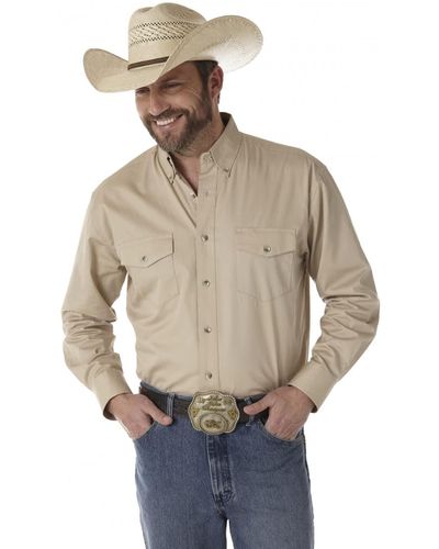 Wrangler Painted Desert Two Pocket Long Sleeve Button Work Shirt Shirt - Grey