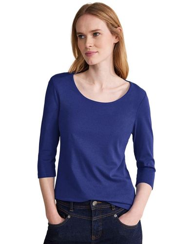 Street One Basic T-Shirt mit 3/4 Arm intense royal blue 46 - Blau