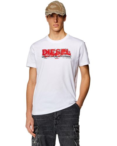 DIESEL T-Shirt mit verzerrtem Logo - Weiß
