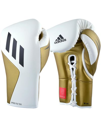 adidas Bokshandschoenen Speed Tilt 350 Velcro - 18 Oz, Kleur: Wit/goud - Met Innovatieve Tilt®-technologie - De Eerste 100% - Meerkleurig