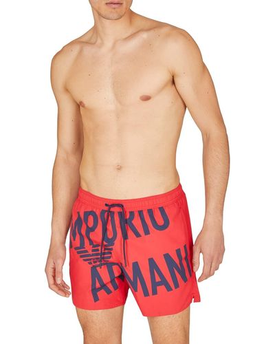 Emporio Armani Bold Boxer Swim Trunks - Rot