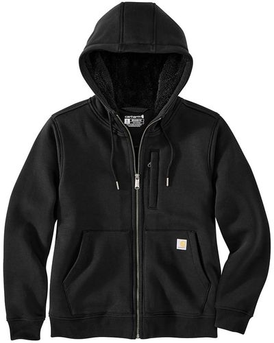 Carhartt Plus Size Relaxed Fit Midweight Sherpa-lined Full-zip Sweatshirt - Black