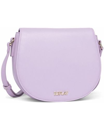 Replay Women's Shoulder Bag Made Of Faux Leather - Purple