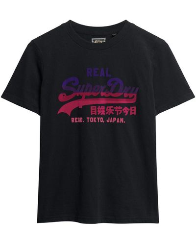 Superdry Tonal Vl Graphic T Shirt - Blue