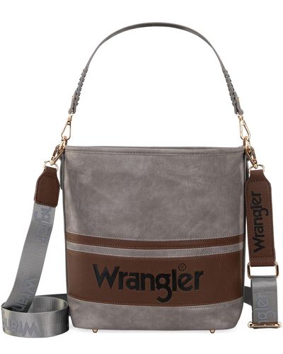 Wrangler Hobo Shoulder Handbag For Weave Bucket Bag - Grey