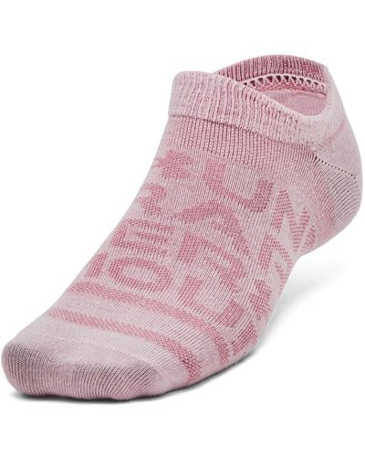 Under Armour Adult Essential No Show Socks 6 Pack, - Pink