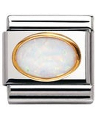 Nomination Composable Classic Gemstone White Opal Oval Made Of Stainless Steel And 18k Gold
