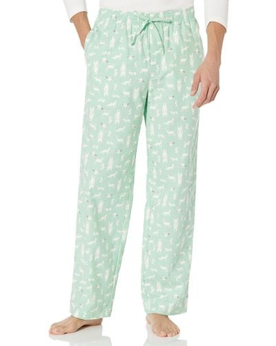 Amazon Essentials Conjunto de Pijama de Franela con Botones en la Parte Delantera y ga Larga Mujer - Verde