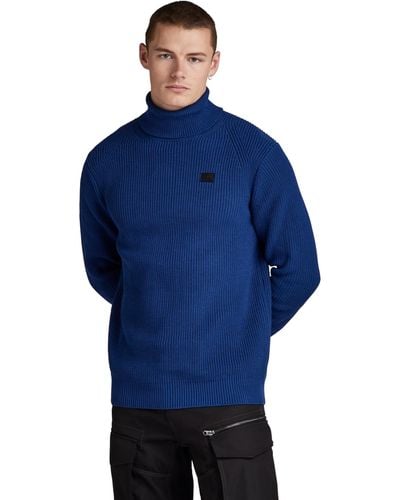 G-Star RAW Turtle Knit Sweater Voor - Blauw