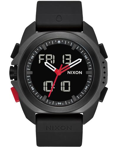 Nixon Ripley 23mm PU/Rubber/Silicone Band 33.5mm Face - Black/Red - Schwarz