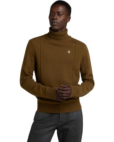 G-Star RAW Structure Turtle Knit Sweater Voor - Bruin
