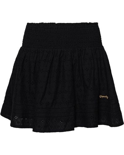 Superdry Vintage Lace Mini Skirt Sweatshirt - Black