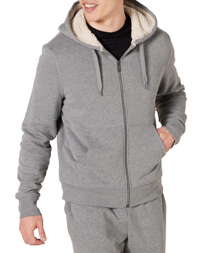 Amazon Essentials Sherpa Lined Full-Zip Hooded Fleece Sweatshirt Novelty-Hoodies - Gris