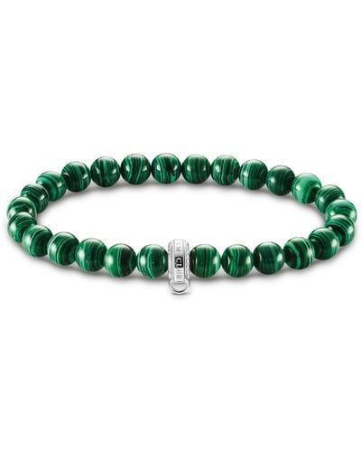 Thomas Sabo Charm Bracelet Green Stones 925 Sterling Silver X0284-475-6