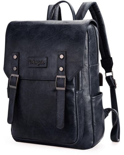 Wrangler Pu Leather Backpack For & - Blue