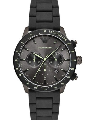 Emporio Armani Montre chronographe en silicone noir pour homme - Gris