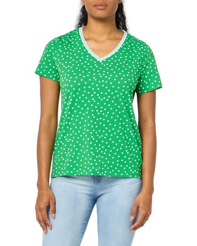 Tommy Hilfiger Classic Cotton V-neck T-shirts For - Green