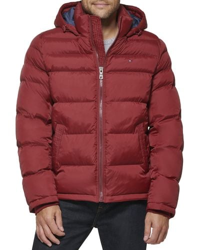 Tommy Hilfiger Hooded Puffer Jacket - Red