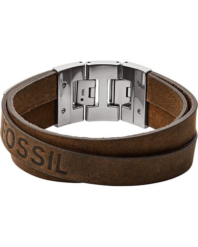 Fossil Large bracelet brun multi rangs JF03188040 - Métallisé