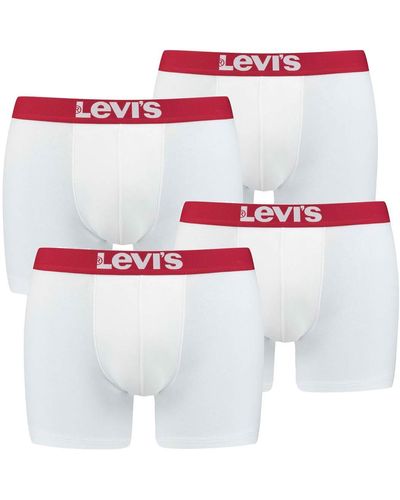 Levi's 4er Pack Levis Solid Basic Boxer Brief Boxershorts Unterwäsche Pants - Weiß