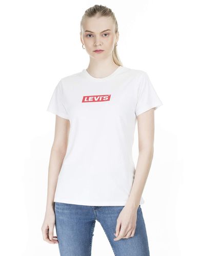Levi's The Perfect Tee T-Shirt,Box Tab White+,S - Weiß