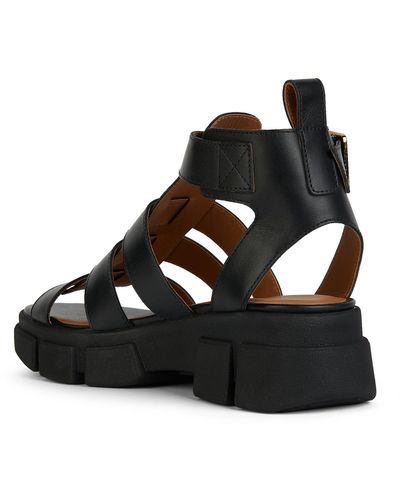 Geox D Lisbona B Sandalen Met Sleehak - Zwart