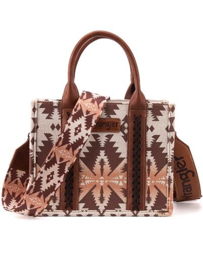 Wrangler Aztec Tote Bag For Boho Shoulder Purses And Handbags - Brown