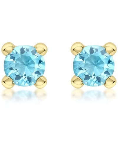 Amazon Essentials 9ct Gold December Birthstone Stud Earrings - Blue