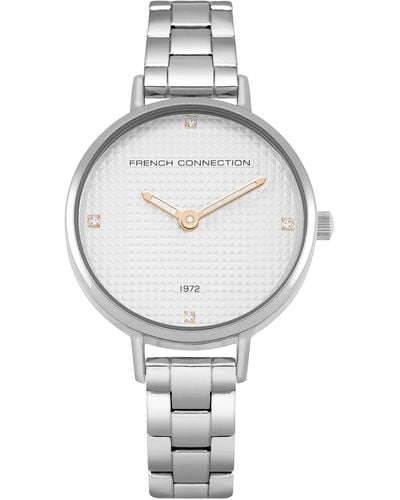 French Connection S Analogue Classic Quartz Watch With Stainless Steel Strap Fc1319sm - White