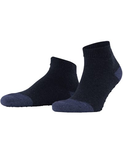 Esprit Effect Duurzame Wol Kort Zonder Patroon Met Anti-slip Noppen 1 Paar Pantoffels Sokken - Blauw
