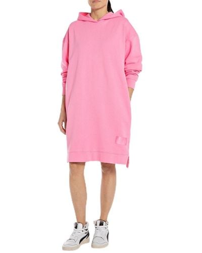 Replay Hoodie Kleid aus Baumwolle - Pink