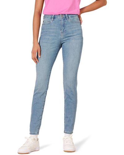 Amazon Essentials Pantalón Vaquero Pitillo de Talle Alto Mujer - Azul