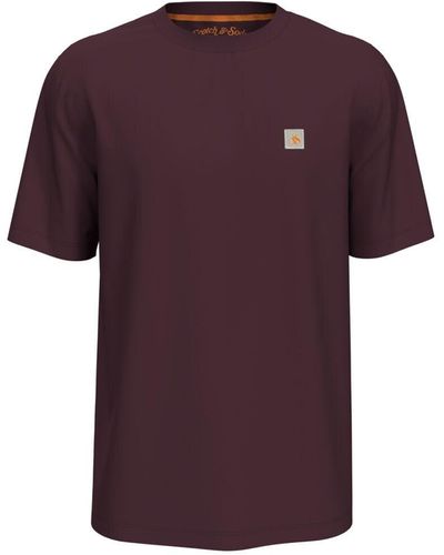 Scotch & Soda Regular Fit Essential Badge T-shirt In Organic Cotton - Purple