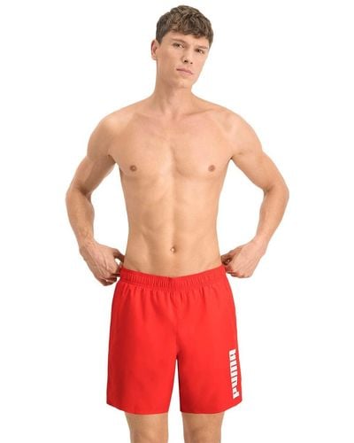 PUMA Hombre Swim Mid Shorts Traje de baño - Rojo