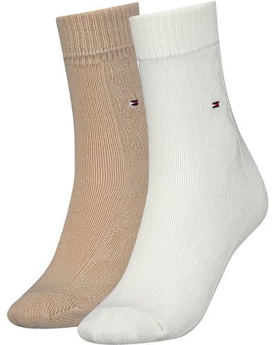 Tommy Hilfiger Cable Wool Boot Socks Voor - Naturel
