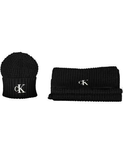 Calvin Klein CKJ Softs Giftpack Classic Cotton Rib Scarf + Beanie CK Black - Blu