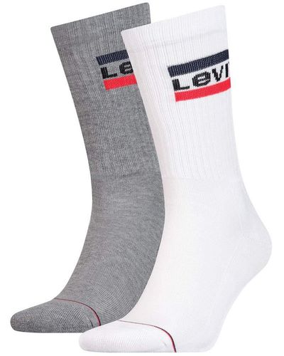 Levi's Levis 144ndl Regular Cut Sprtwr Logo 2p Calf Socks - Grey