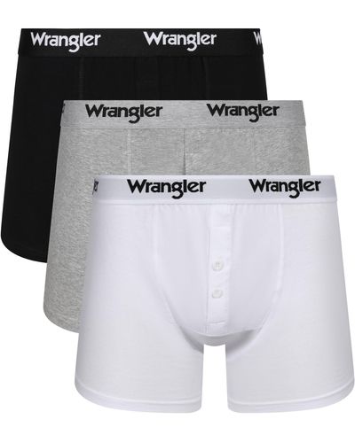 Wrangler Button Front Boxer Shorts in Black/White/Grey Boxershorts - Schwarz