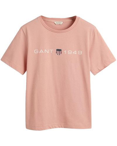 GANT Maglietta con Stampa Grafica T-Shirt - Rosa