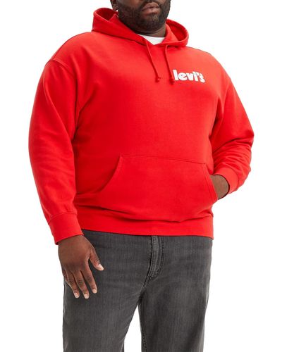 Levi's Big & Tall Relaxed Graphic Po Sweatshirt Hoodie Nen - Rood