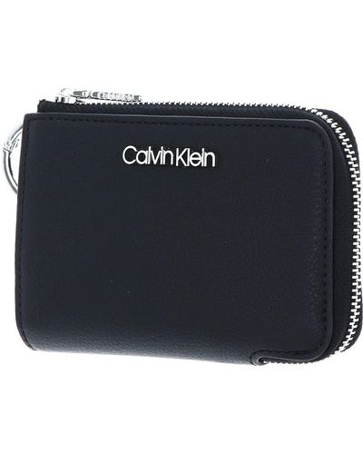 Calvin Klein Clip On Ring Wallet S Ck Black - Zwart