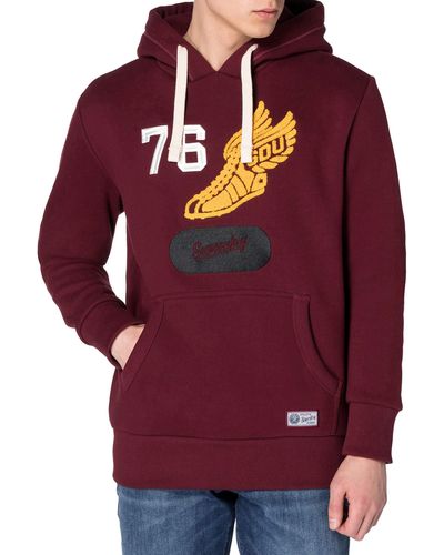 Superdry Collegiate State Overhead Sweatshirt Met Capuchon Voor - Rood