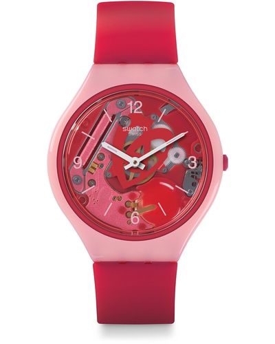 Swatch Digital Quarz Uhr mit Silikon Armband SVOP100 - Rot
